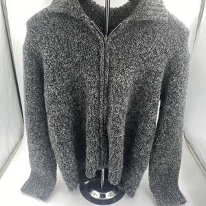 Style & Co Gray Wool Blend Collared Full Zip Sweater jacket Size Small